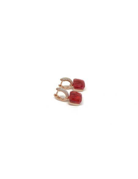 Red Zircon Square Scattino Earrings