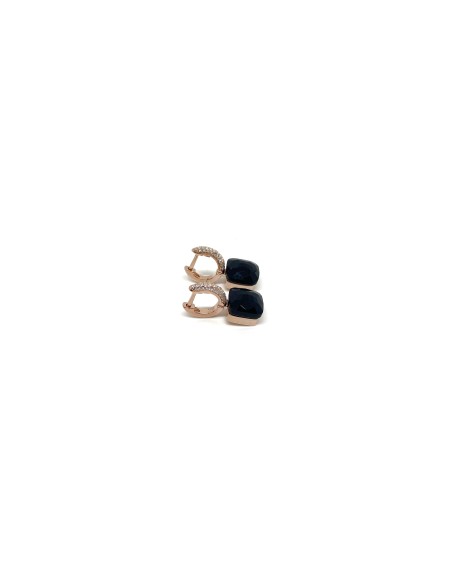 Square Scattino Black Zircons Earrings