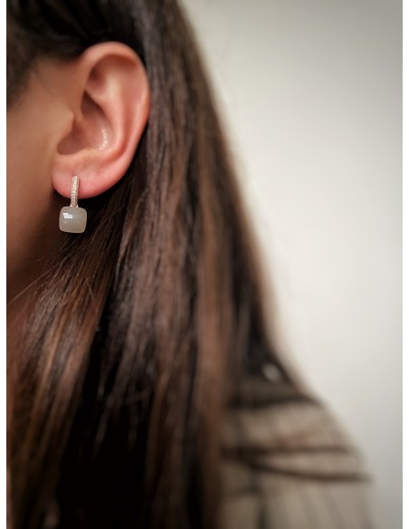 Orecchini Scattino Square Zirconi Fumè